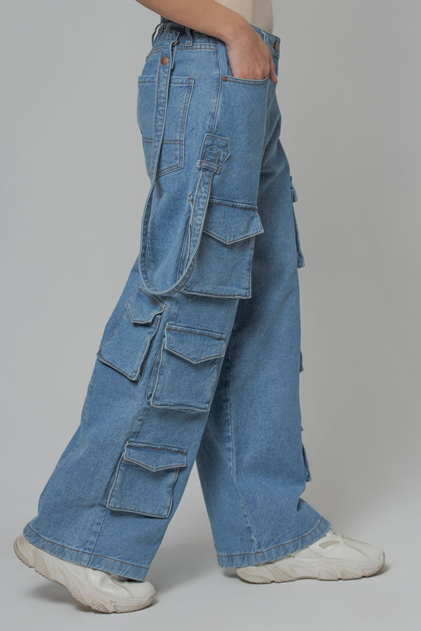 Women's Utility Cargo Pants in Blue