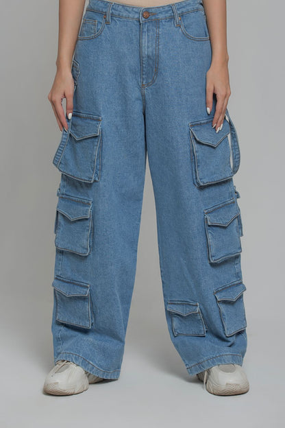 Women's Utility Cargo Pants in Blue