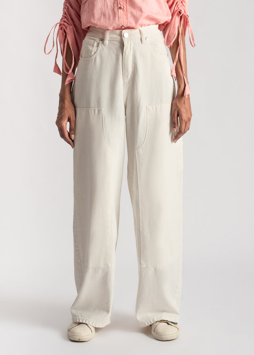 Women's White Skater Jeans in relaxed, loose-fitting style