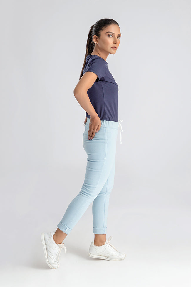 Pastel Blue Casual Jeggings