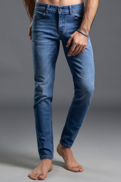 Skinny Mid Rise Jeans (Light Blue)