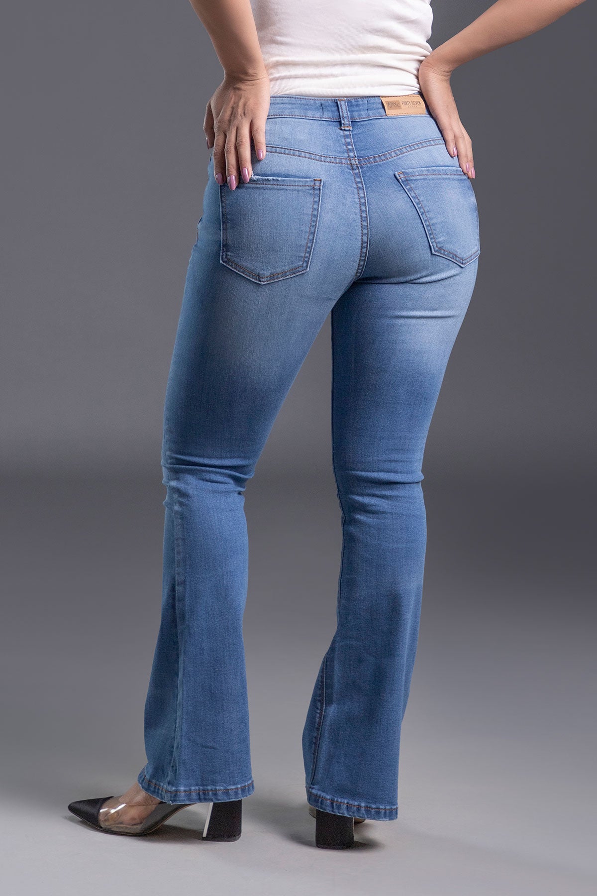 Mid Rise Bootcut Denim Jeans (Ice blue)