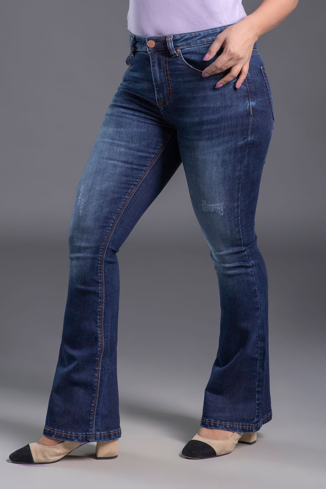High Rise Stretchable Bootcut Jeans (Dark Blue)