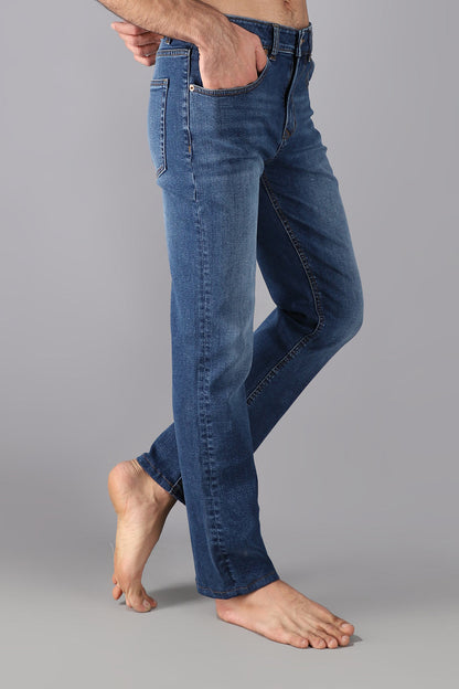 Slim Mid Rise Jeans (Mid Blue) (Black magic )