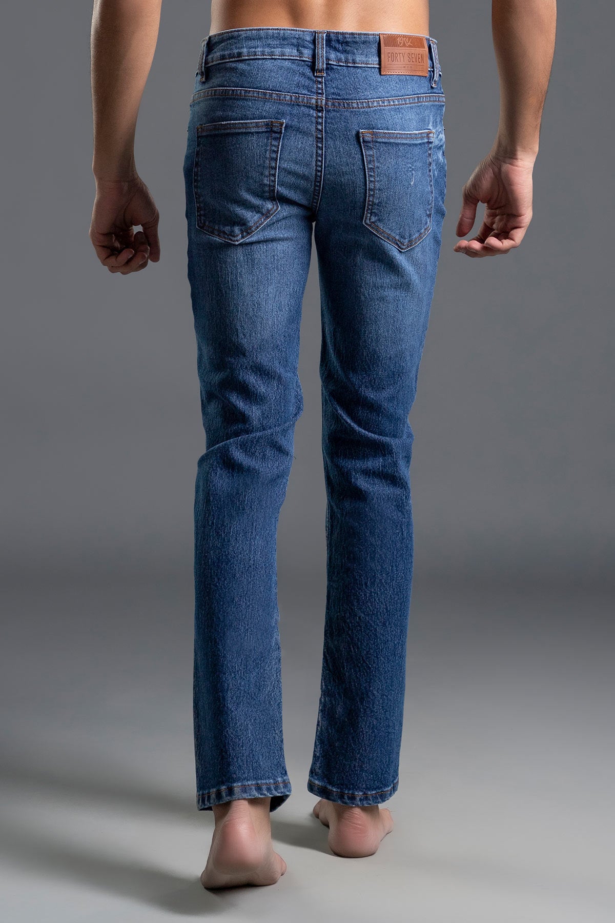 Slim-Fit Stretchable Denim Jeans (Light Blue) (ROCKFELLER)