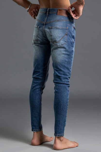 Skinny Stretchable Mid Rise Jeans (Blue)