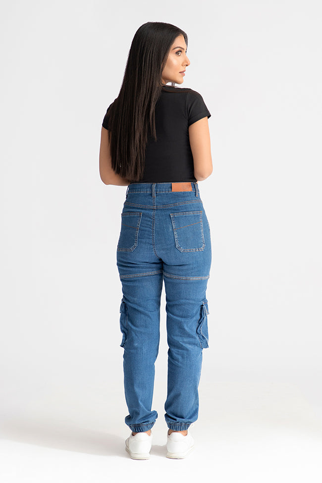 2-Pocket Blue Jogg Jeans for Women 