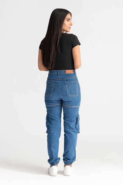 2-Pocket Blue Jogg Jeans for Women 