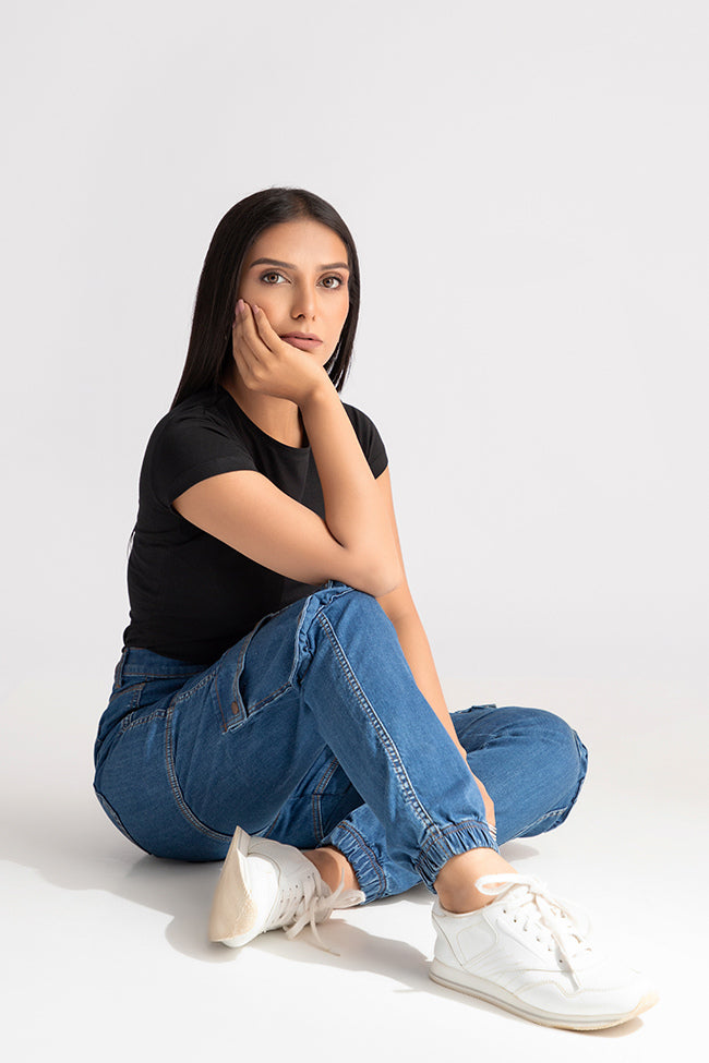 2-Pocket Blue Jogg Jeans for Women 