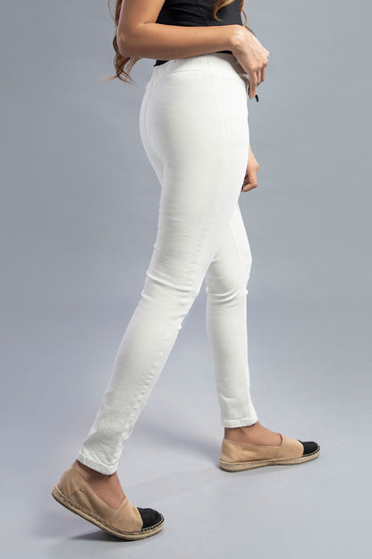 Mid Rise Stretchable Jeggings (White) (DIANA)