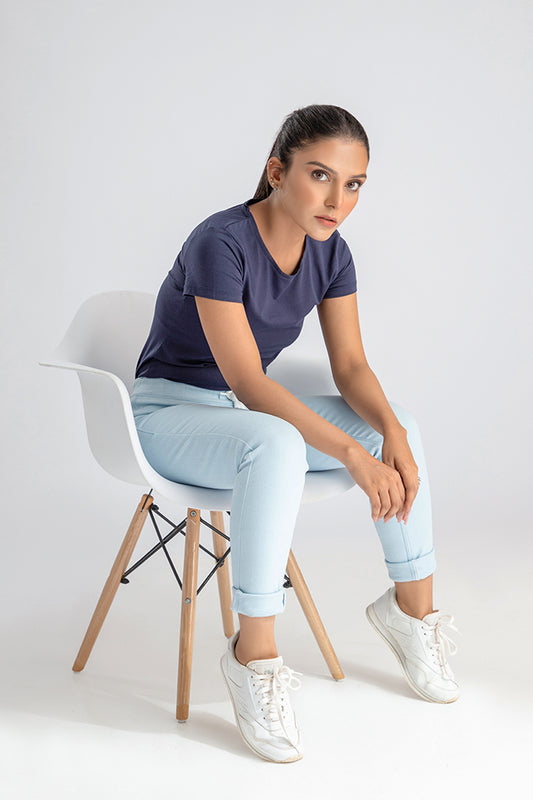 Pastel Blue Casual Jeggings