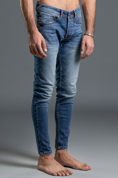 Skinny Stretchable Mid Rise Jeans (Blue)