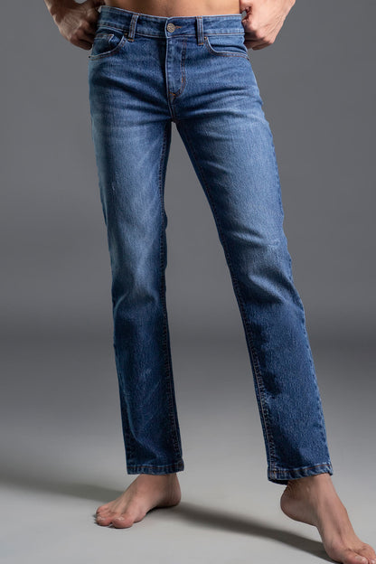 Slim-Fit Stretchable Denim Jeans (Light Blue) (ROCKFELLER)