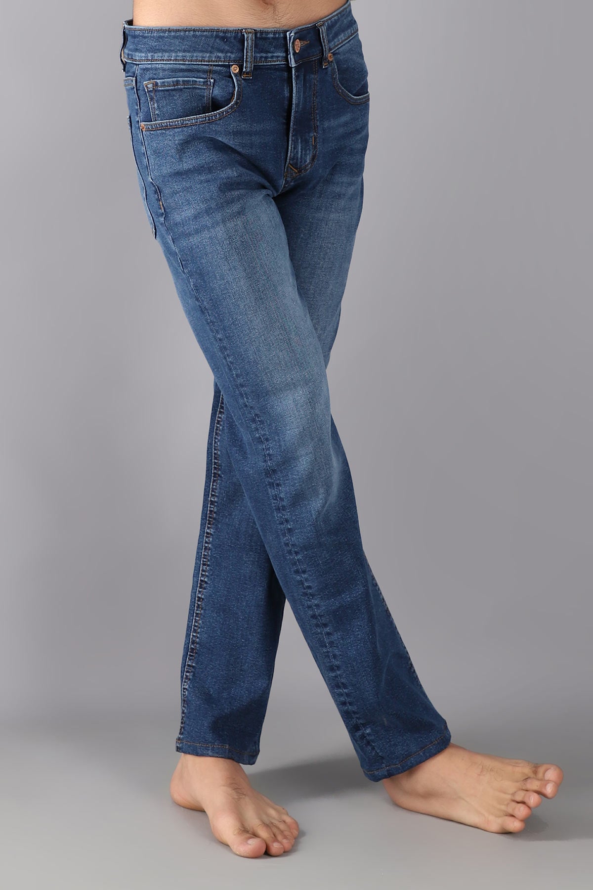 Slim Mid Rise Jeans (Mid Blue) (Black magic )