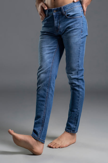 Skinny Mid Rise Jeans (Light Blue)