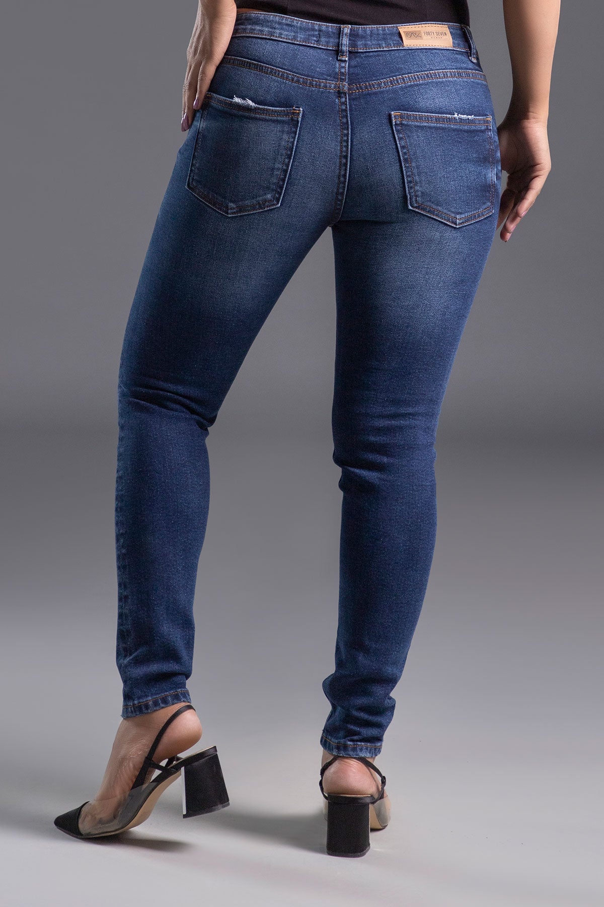 Mid Rise Stretchable Ripped Jeans (Yale Blue) ( INDIE POP )