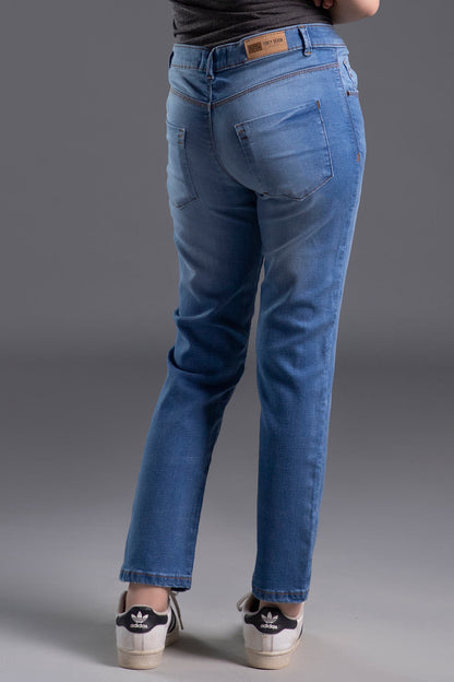 Mid Rise Slim-Fit Stretchable Jeans (Light Blue) ( RUSSIAN LAKE )