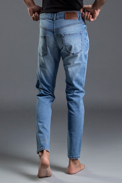 Skinny Stretchable Mid Rise Jeans (Ice Blue) ( white water )