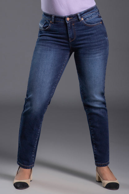 Slim-Fit Mid Waist Stretchable Jeans (Blue)