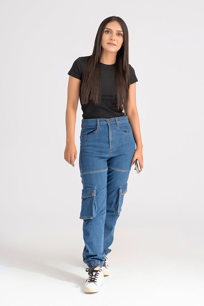 2-Pocket Blue Jogg Jeans for Women