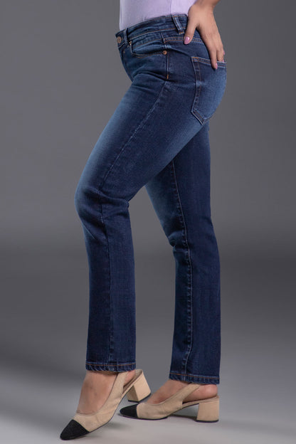 Slim-Fit Mid Waist Stretchable Jeans (Blue)