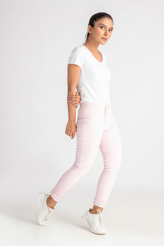 Casual Denim Jeggings - Pink