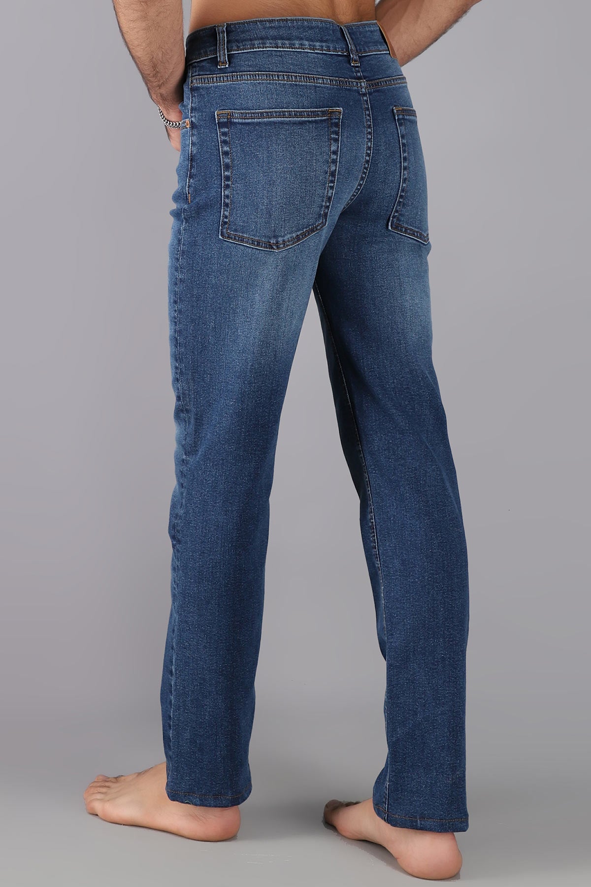 Slim Mid Rise Jeans (Mid Blue) (Black magic )