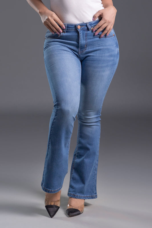 Mid Rise Bootcut Denim Jeans (Ice blue)