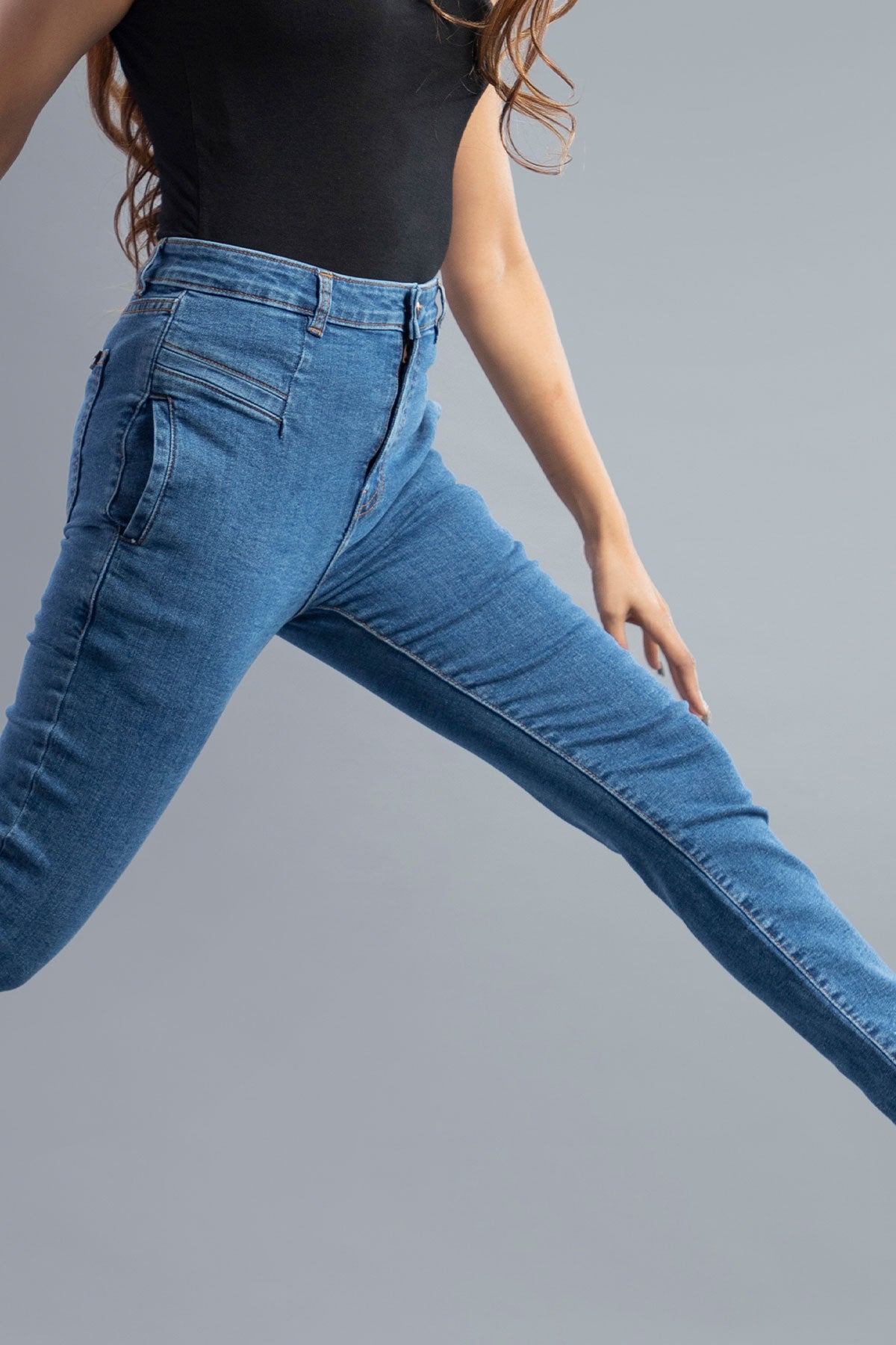 Mid Rise Stretchable Jeans (Mid Blue) ( MARIBELLE )