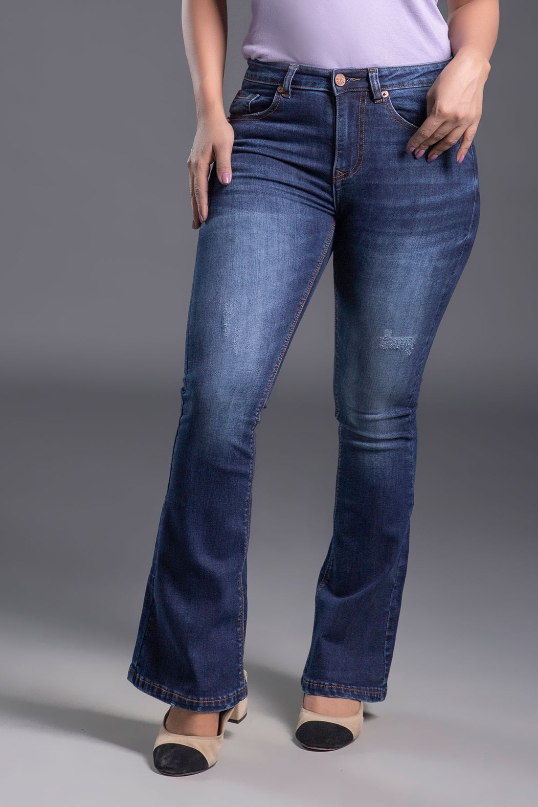 High Rise Stretchable Bootcut Jeans (Dark Blue)
