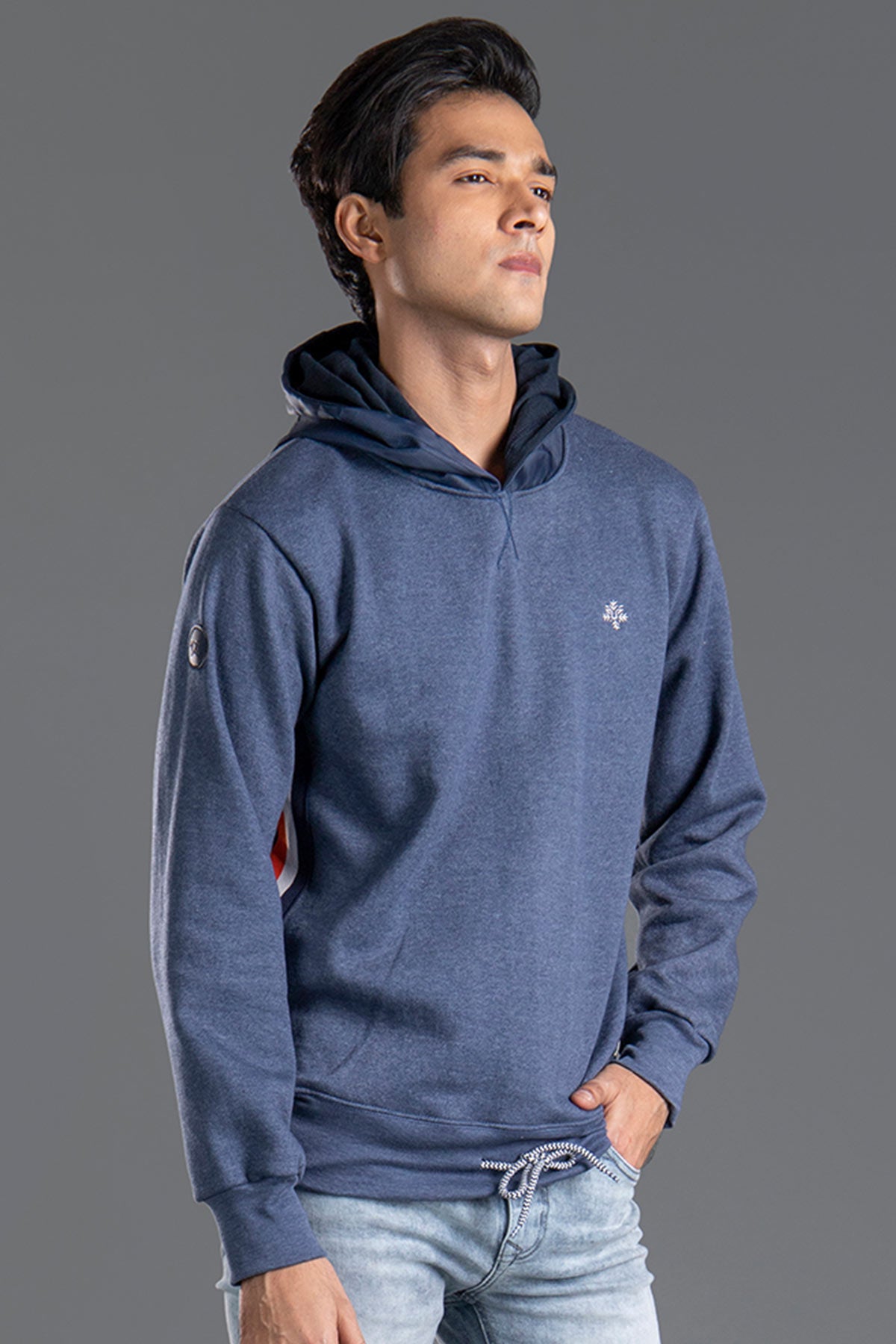 Light Blue Hoodie with side twill