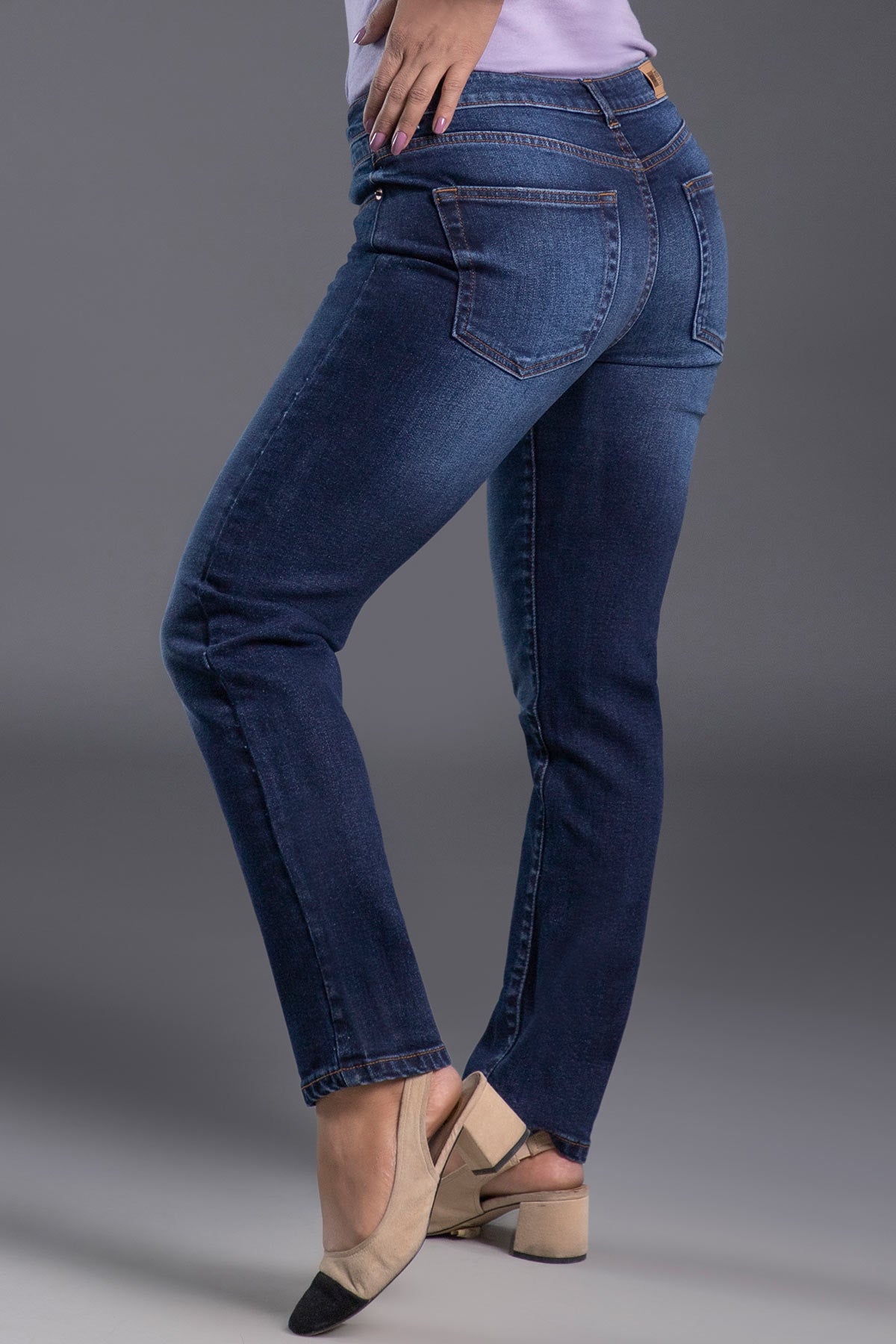 Slim-Fit Mid Waist Stretchable Jeans (Blue)