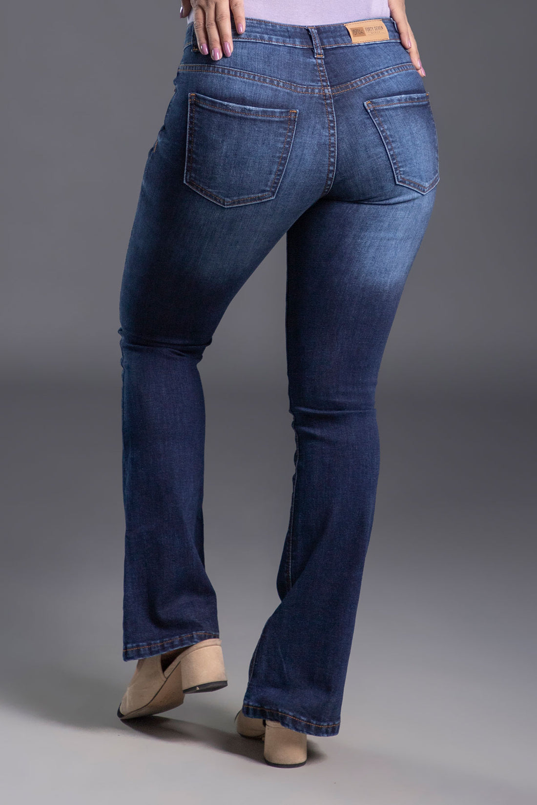 High Rise Stretchable Bootcut Jeans (Dark Blue)