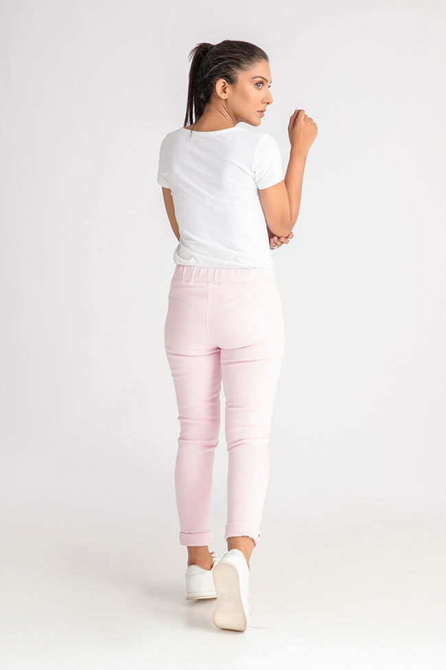 Casual Denim Jeggings - Pink