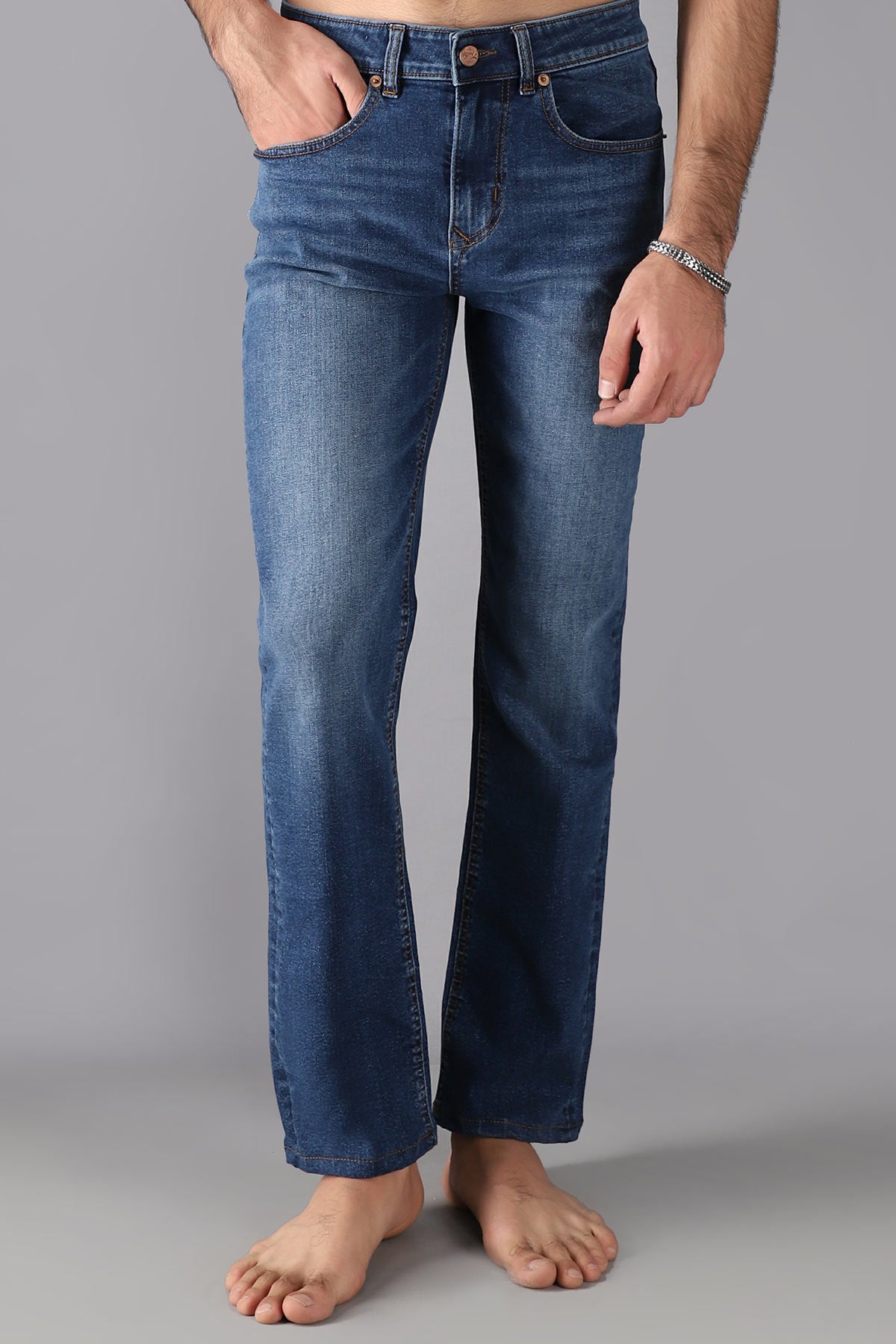 Slim Mid Rise Jeans (Mid Blue) (Black magic )