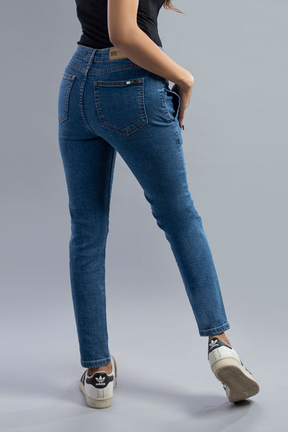 Mid Rise Stretchable Jeans (Mid Blue) ( MARIBELLE )