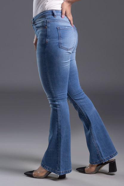 Mid Rise Bootcut Denim Jeans (Ice blue)