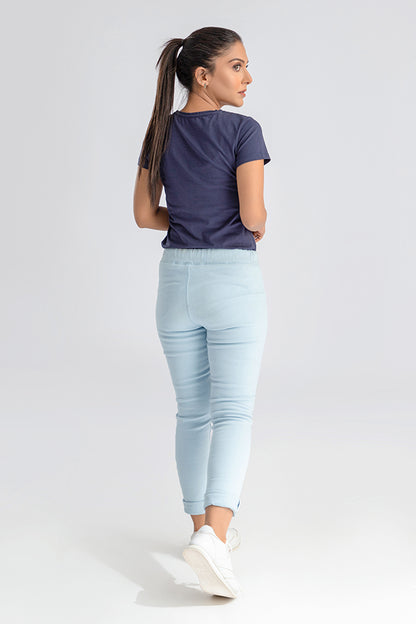 Casual Denim Jeggings - Pastel Blue