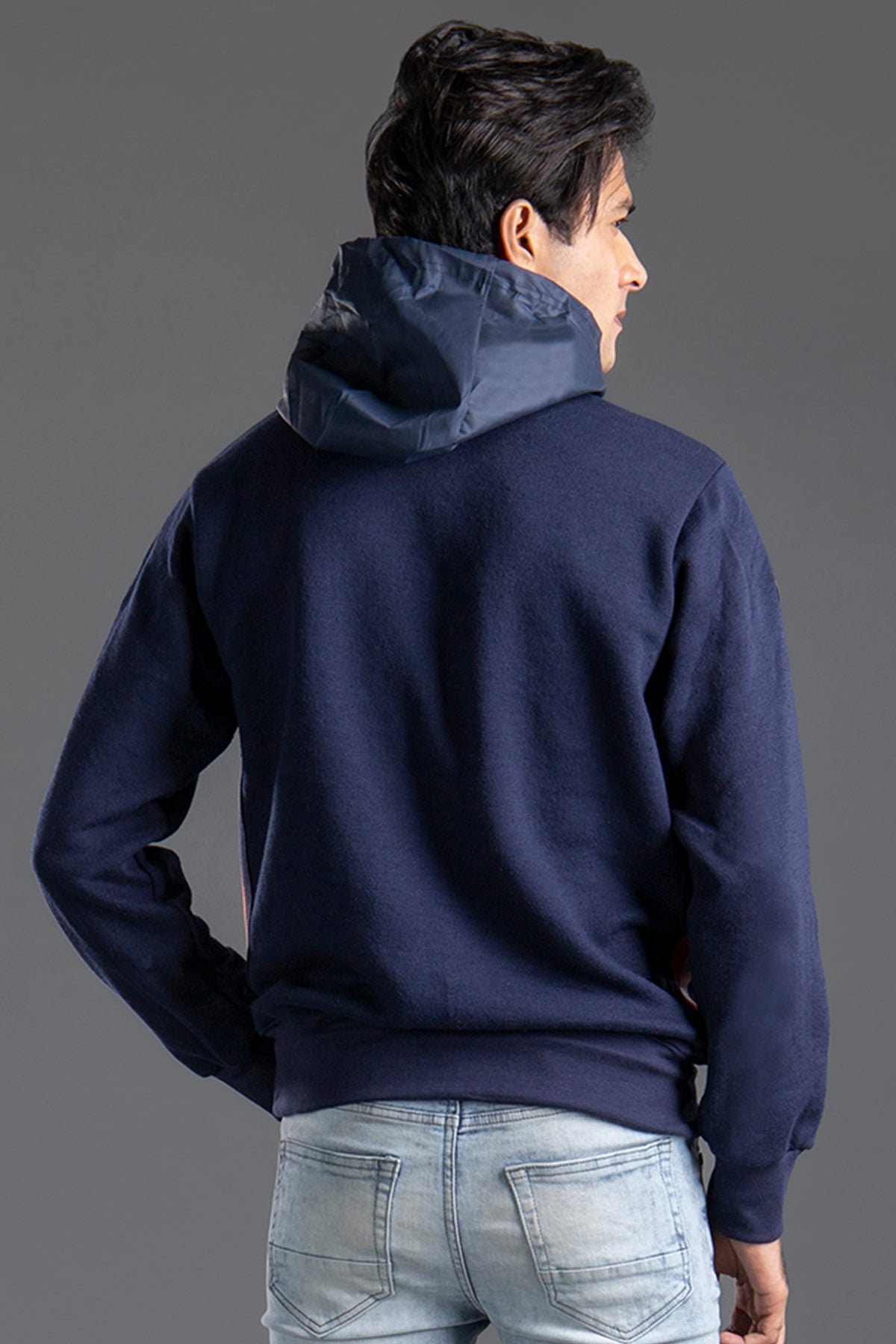 Navy Blue Hoodie with Side Twill