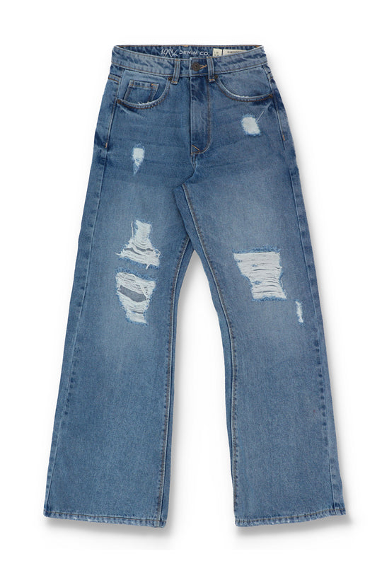 High-waisted Women's Flare Jeans in Light Blue