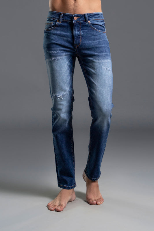Slim fit Men's Ripped Jeans in Blue 
