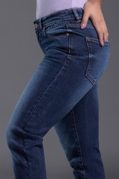 Mid-Waist Women's Slim Fit Jeans in Blue 