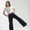 Black Over Dyed Flare Jeans