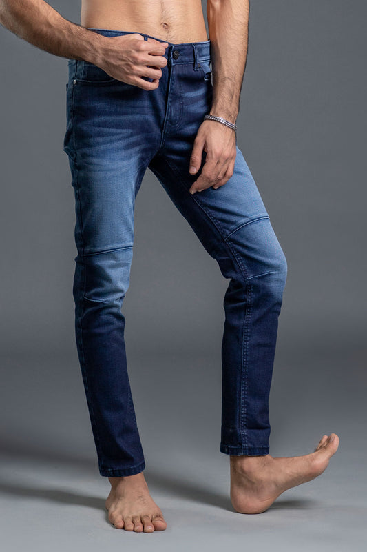 Stretchable Skinny Jeans Cut & Sew (Dark Blue)