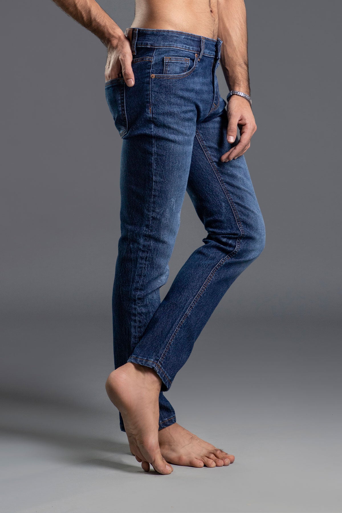 Stretchable Skinny Ripped Jeans (Yale Blue)