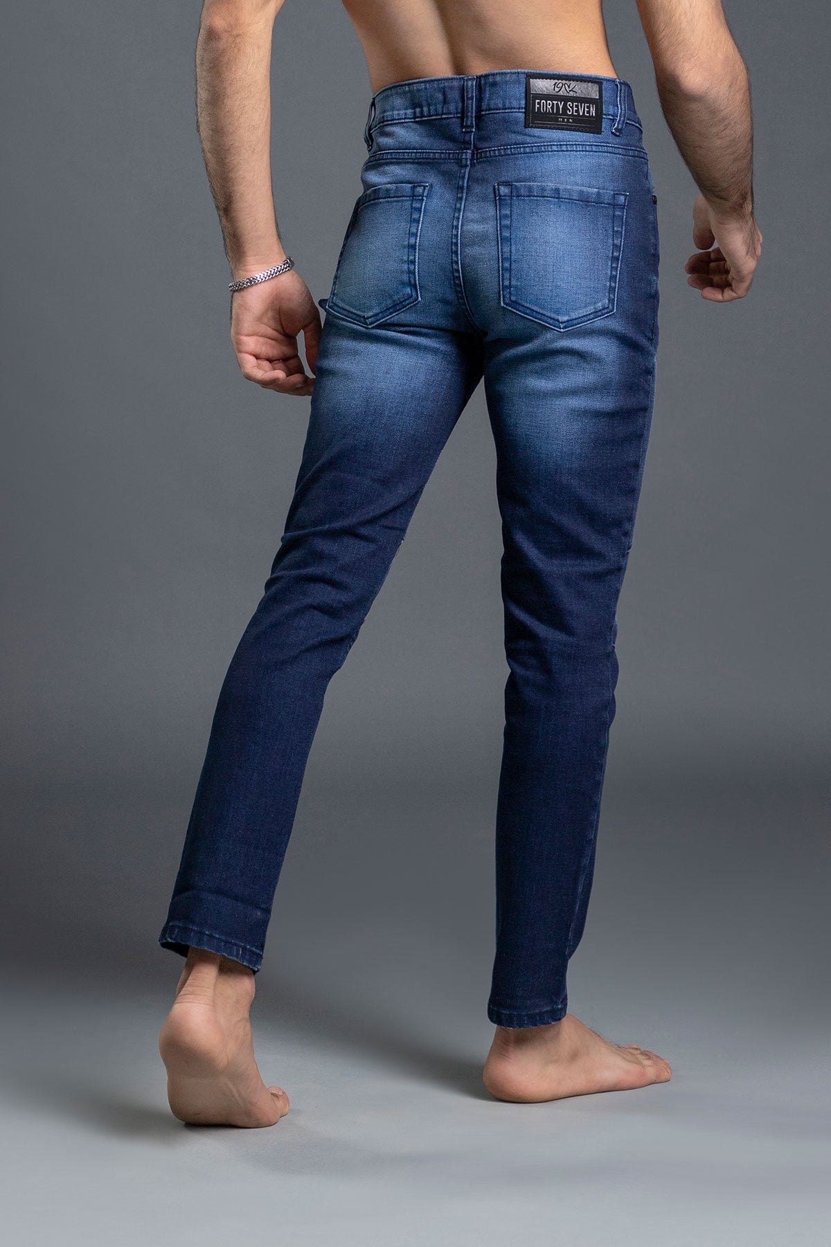 Stretchable Skinny Jeans Cut & Sew (Dark Blue)