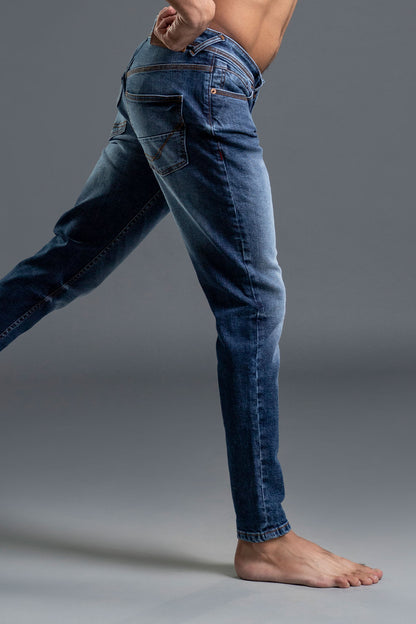 Mid Rise Skinny Denim Jeans (Blue)