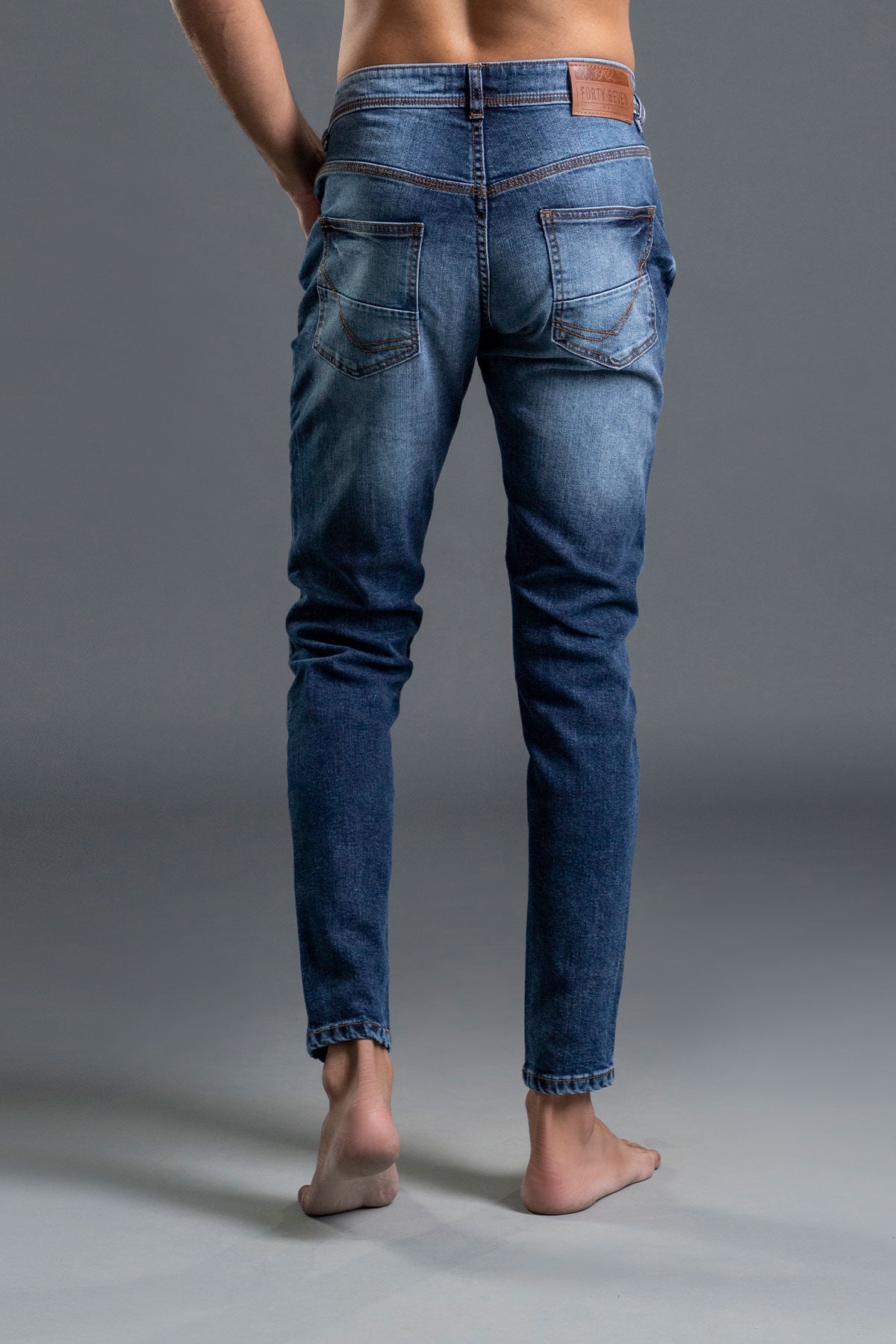 Mid Rise Skinny Denim Jeans (Blue)