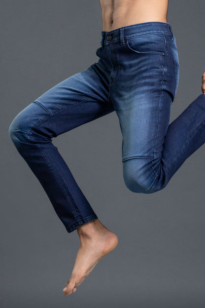 Stretchable Skinny Jeans Cut & Sew (Dark Blue)