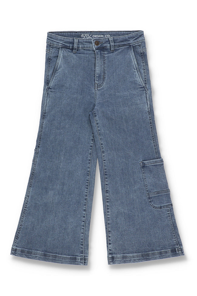 Denim Grey Culottes with Lower Pockets 